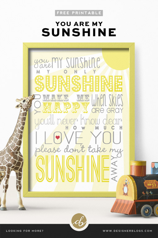 You Are My Sunshine Free Printable