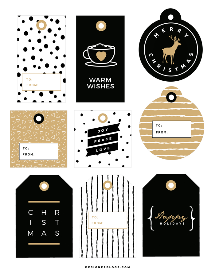 9 modern free printable Christmas gift tags