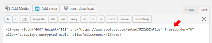 how to add youtube videos to wordpress - step 6