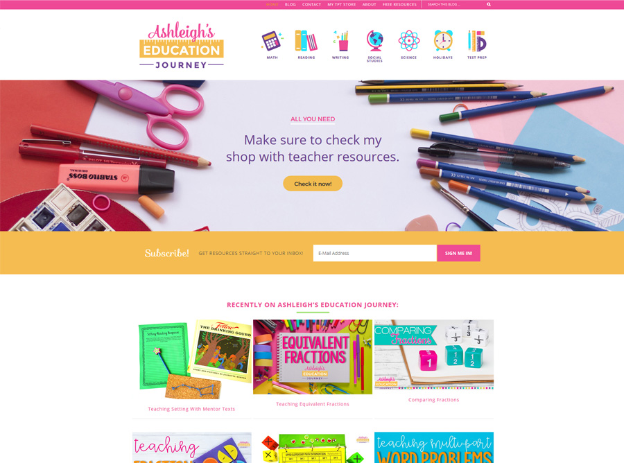 Ashleigh's Education Journey - Custom website design