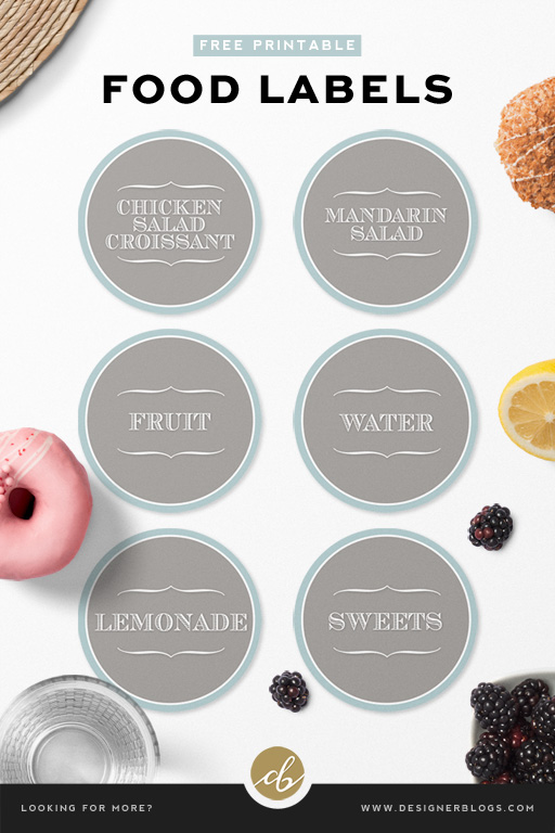 Free Food Labels Printable in six different versions.