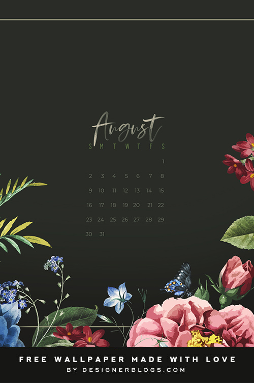 Free August Wallpaper featuring colorful flowers.