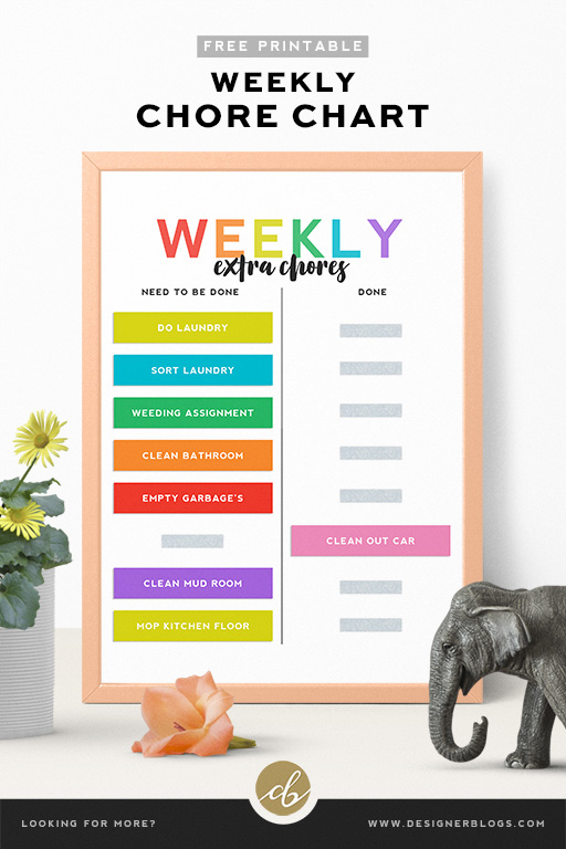 Free Weekly Chore Chart Printable - ready for download!