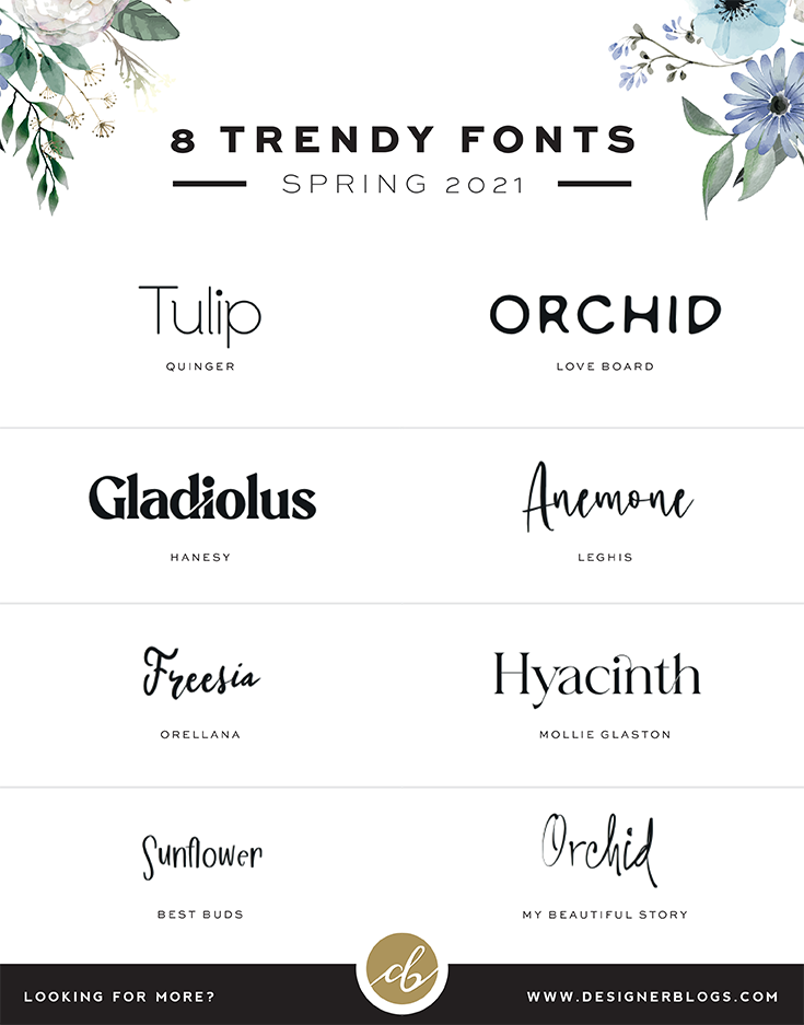 8 Best Trendy Fonts 2021 - Perfect for all the Spring Crafts.