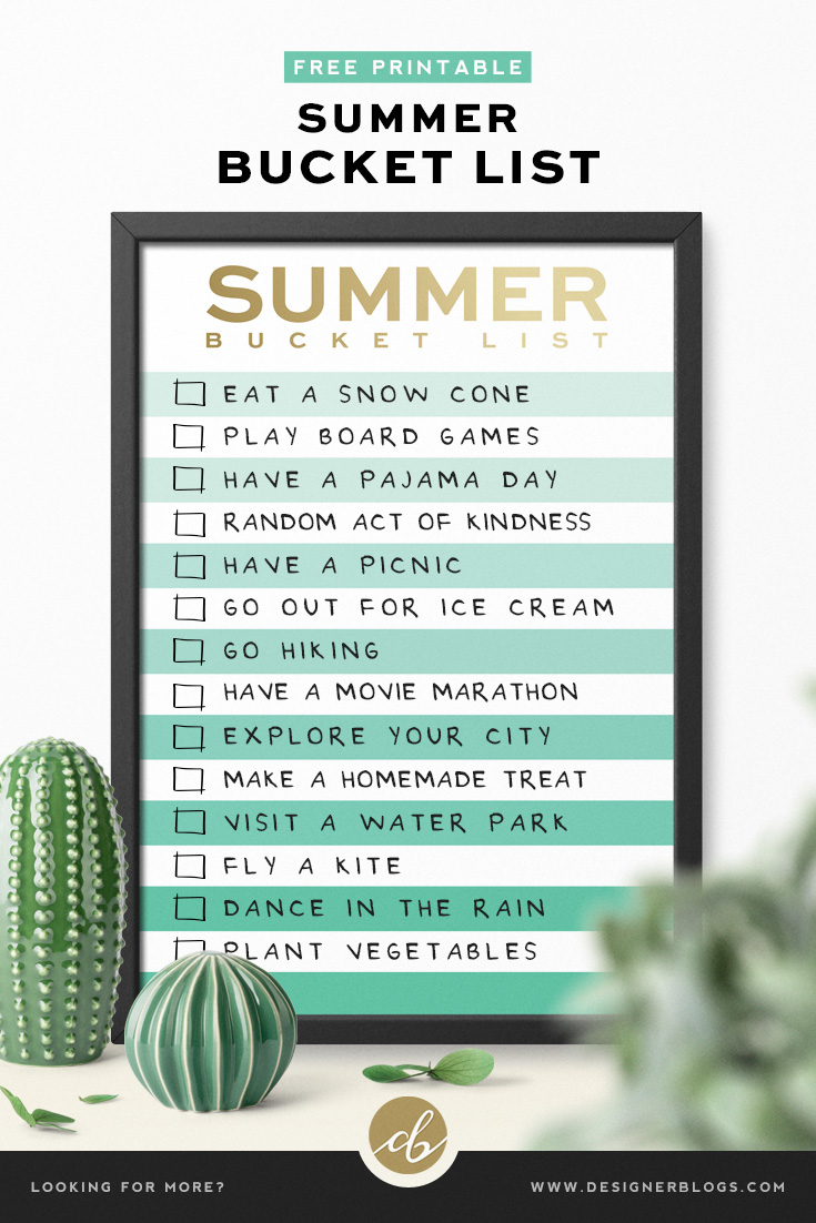 Free Summer Bucket List Printable