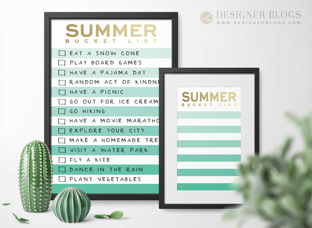 Summer Bucket List Printable in two different sizes